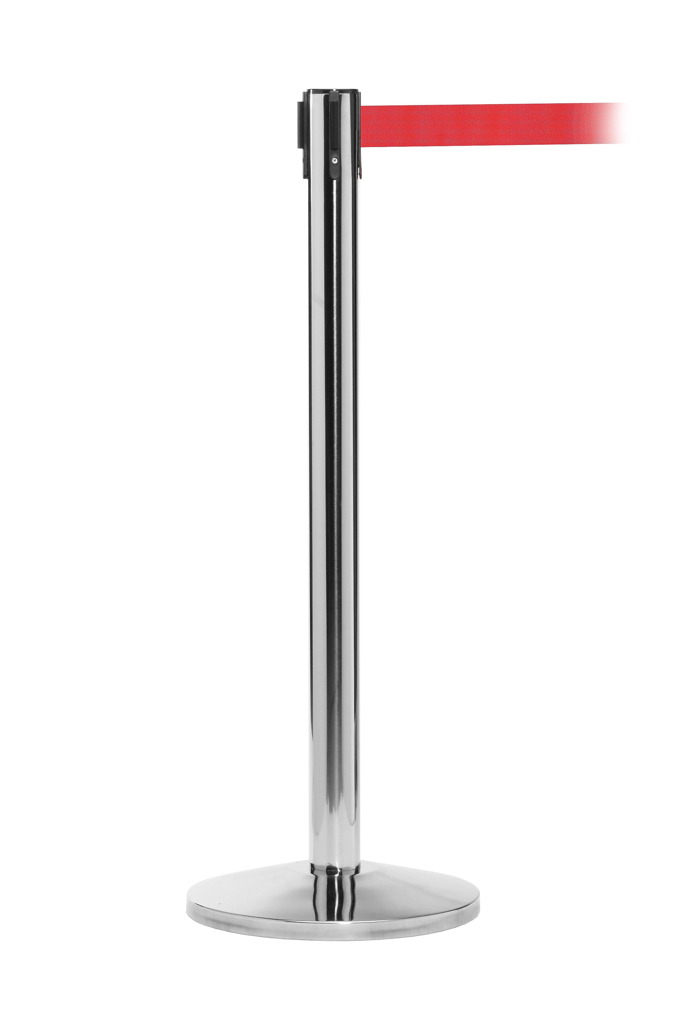 Queue Solutions QueueMaster 550 2" Nylon Crowd Control Belt Barrier, Polished Stainless/Red (QM550PS-RD110)