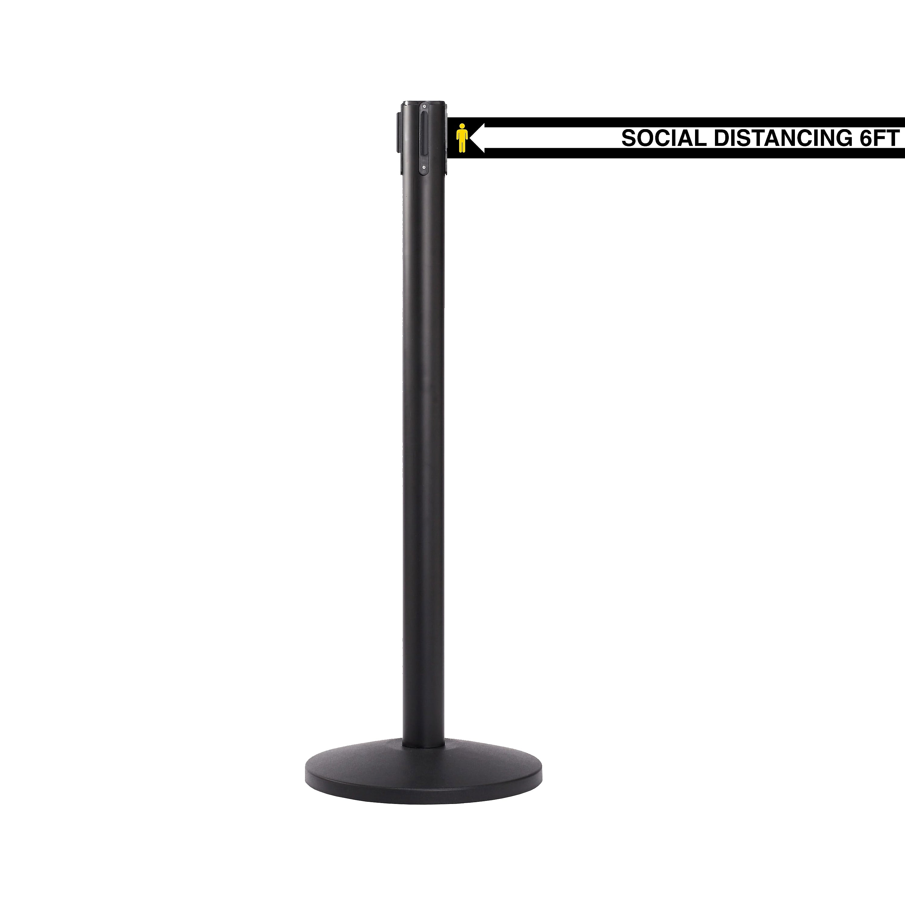 Queue Solutions QueueMaster 550 2" Nylon Crowd Control Belt Barrier, Black/White (QM550B-SD130)