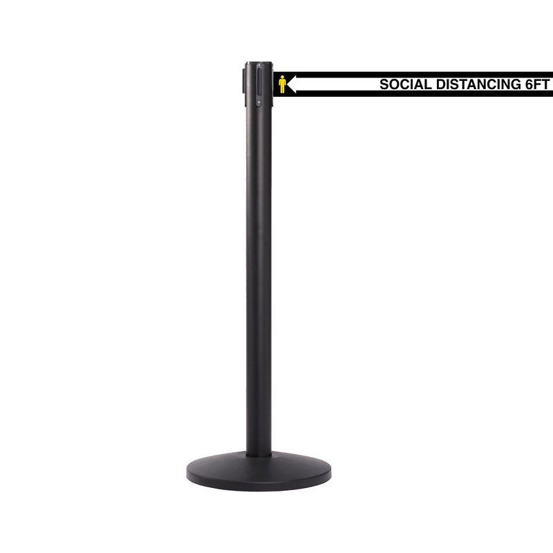 Queue Solutions QueueMaster 550 2" Nylon Crowd Control Belt Barrier, Black/White (QM550B-SD130)