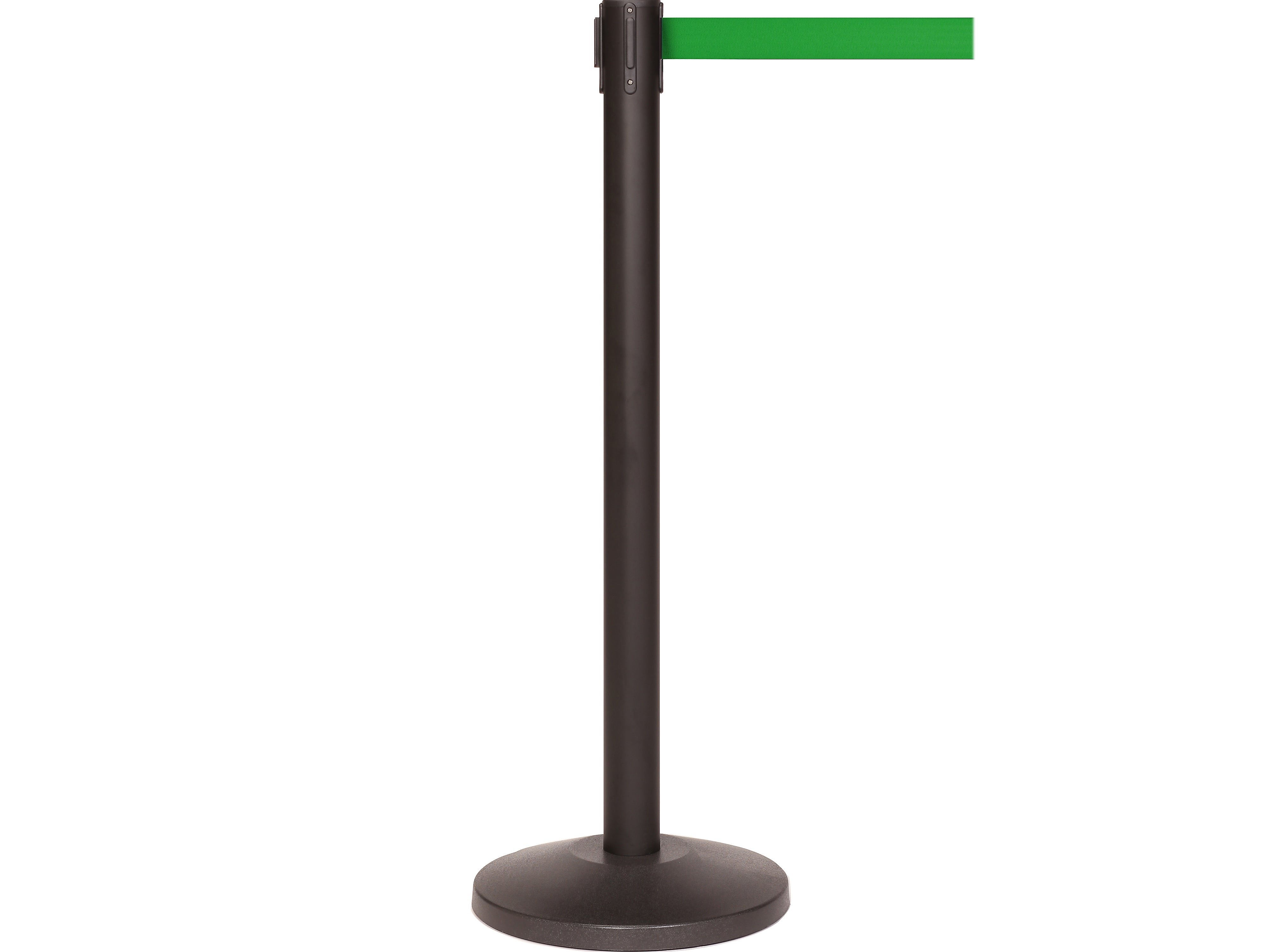 Queue Solutions QueueMaster 550 2" Nylon Crowd Control Belt Barrier, Black/Green (QM550B-GN110)