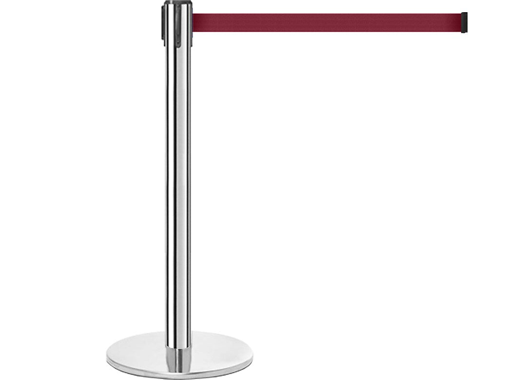 Queue Solutions QueuePro 300 2" Nylon Crowd Control Belt Barrier, Silver/Maroon (PRO300PS-MN160)