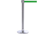 Queue Solutions QueuePro 300 2" Nylon Crowd Control Belt Barrier, Silver/Green (PRO300PS-GN160)