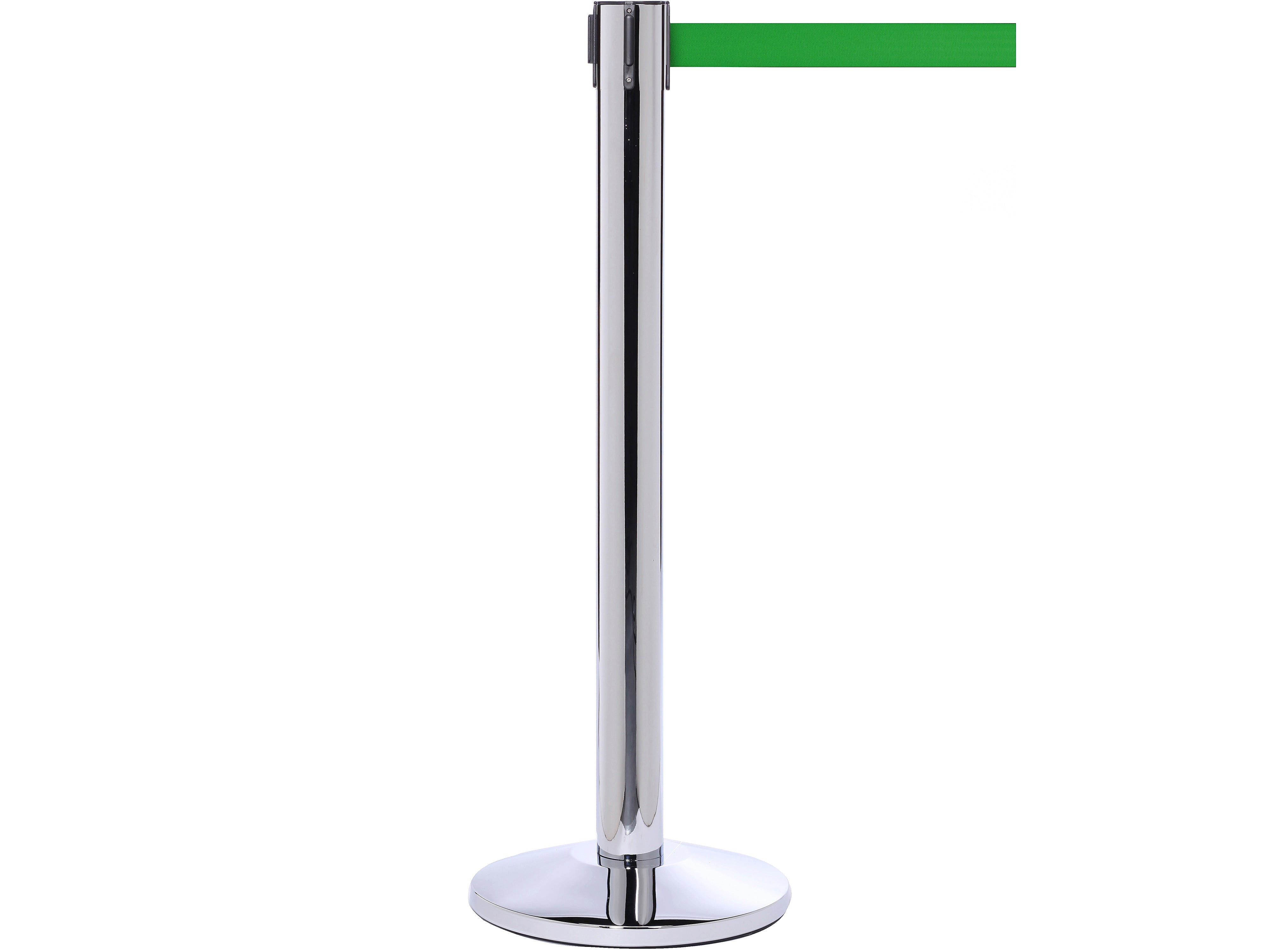 Queue Solutions QueuePro 300 2" Nylon Crowd Control Belt Barrier, Silver/Green (PRO300PS-GN160)