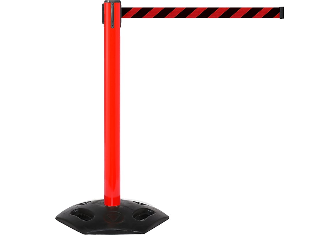 Queue Solutions WeatherMaster 300 2" Nylon Crowd Control Belt Barrier, Red/Black (WMR300R-RB160)