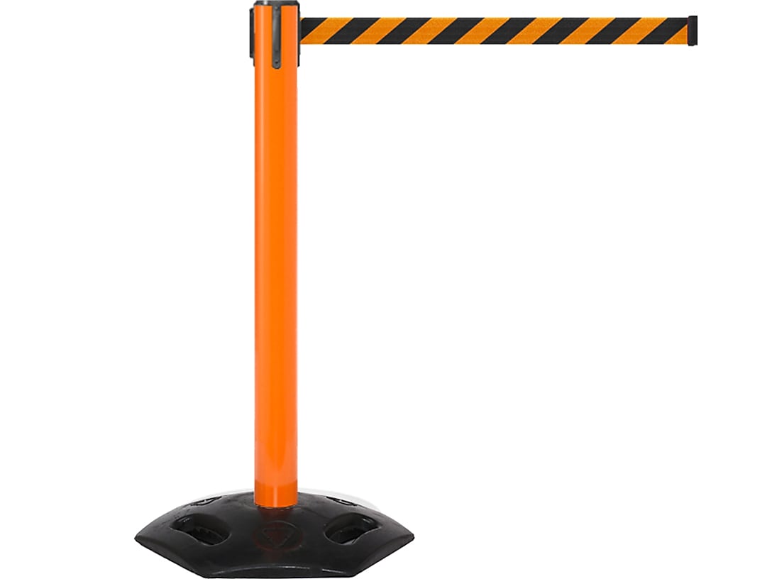 Queue Solutions WeatherMaster 300 2" Nylon Crowd Control Belt Barrier, Orange/Black (WMR300O-OB160)