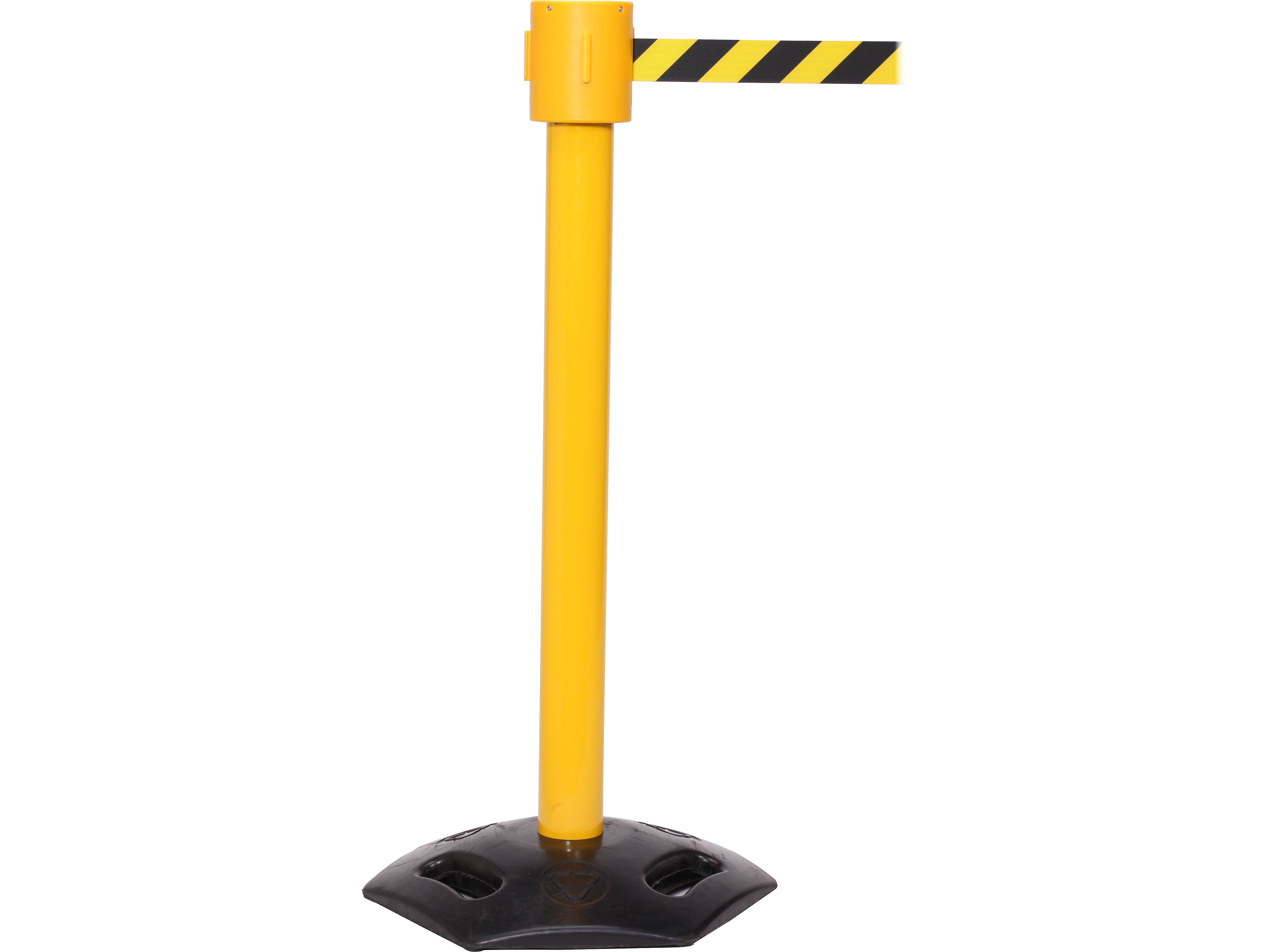 Queue Solutions WeatherMaster 335 2" Nylon Crowd Control Belt Barrier, Yellow/Black (WMR335Y-YB350)