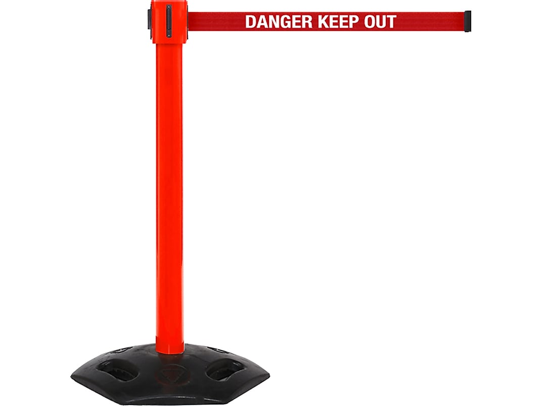Queue Solutions WeatherMaster 335 2" Nylon Crowd Control Belt Barrier, Red (WMR335R-RWD350)
