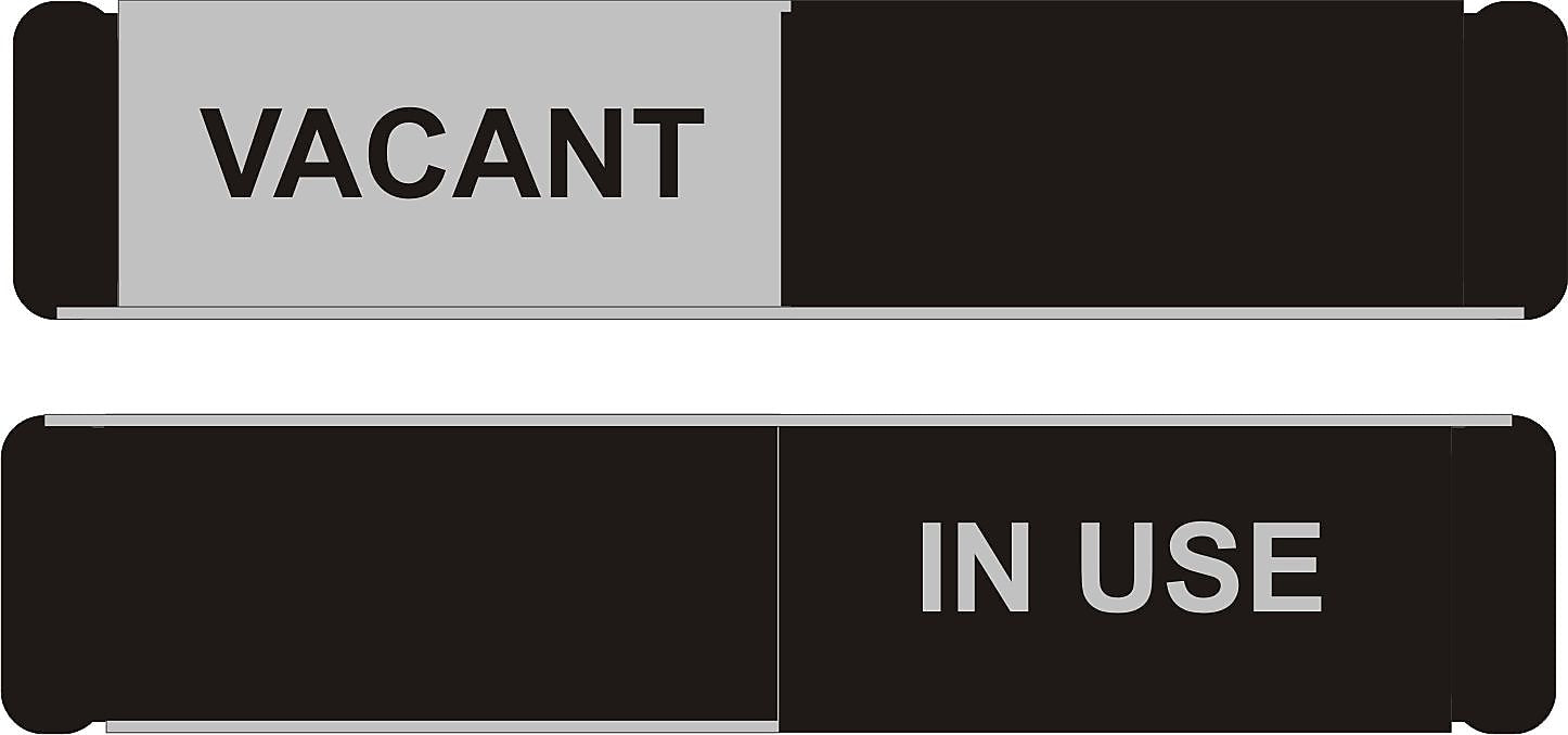 SECO Door Sign "Vacant/In Use" 10"W x 2"H Aluminum, Black and White (OF138-255X52)