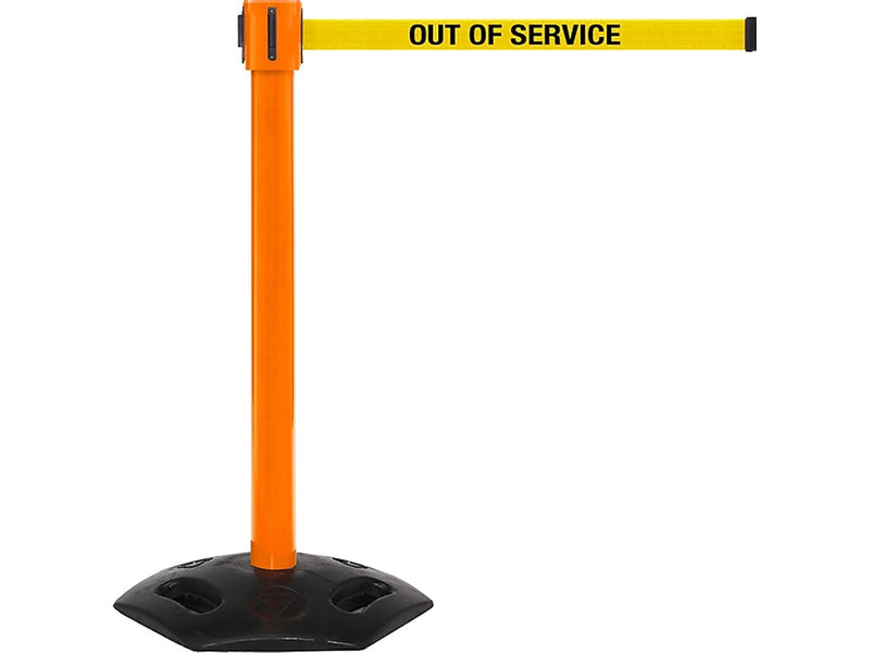 Queue Solutions WeatherMaster 335 2" Nylon Crowd Control Belt Barrier, Orange/Yellow (WMR335O-YBO350)