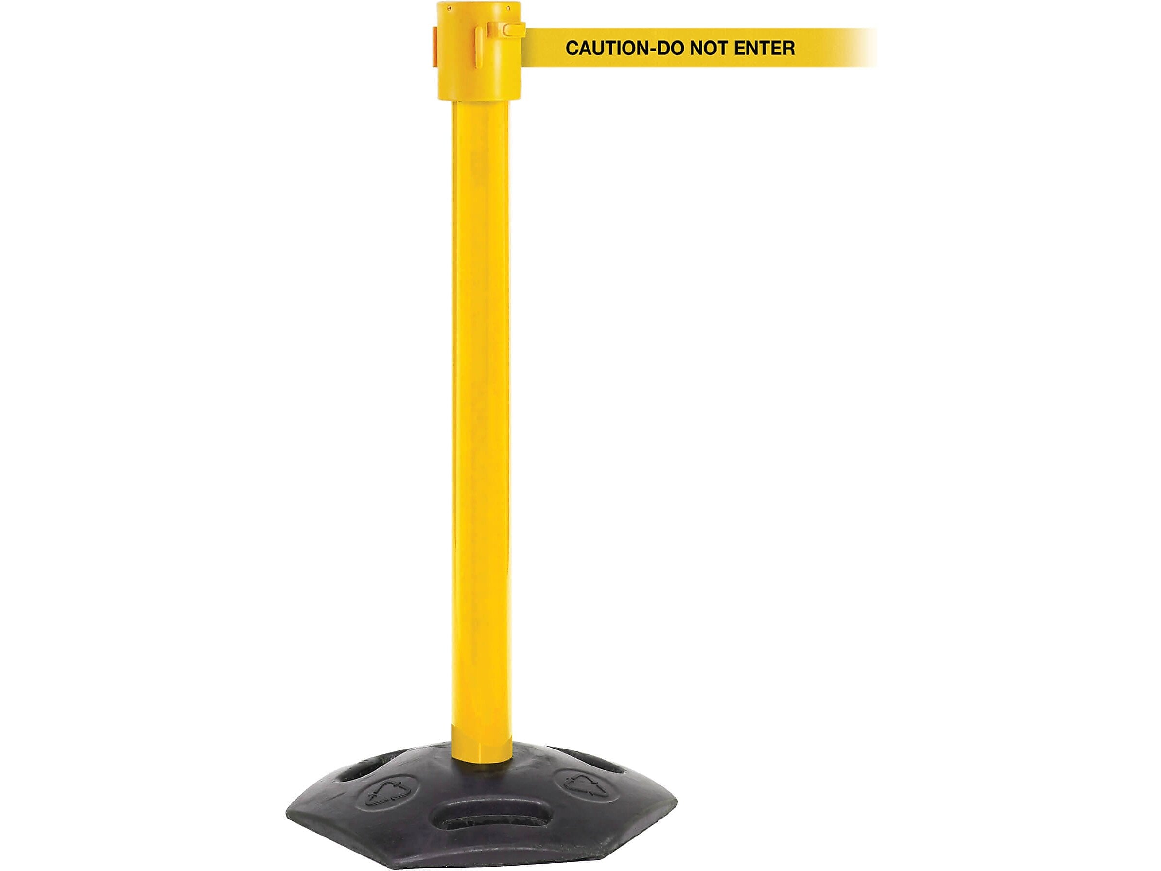 Queue Solutions WeatherMaster 335 2" Nylon Crowd Control Belt Barrier, Yellow (WMR335Y-YBC350)