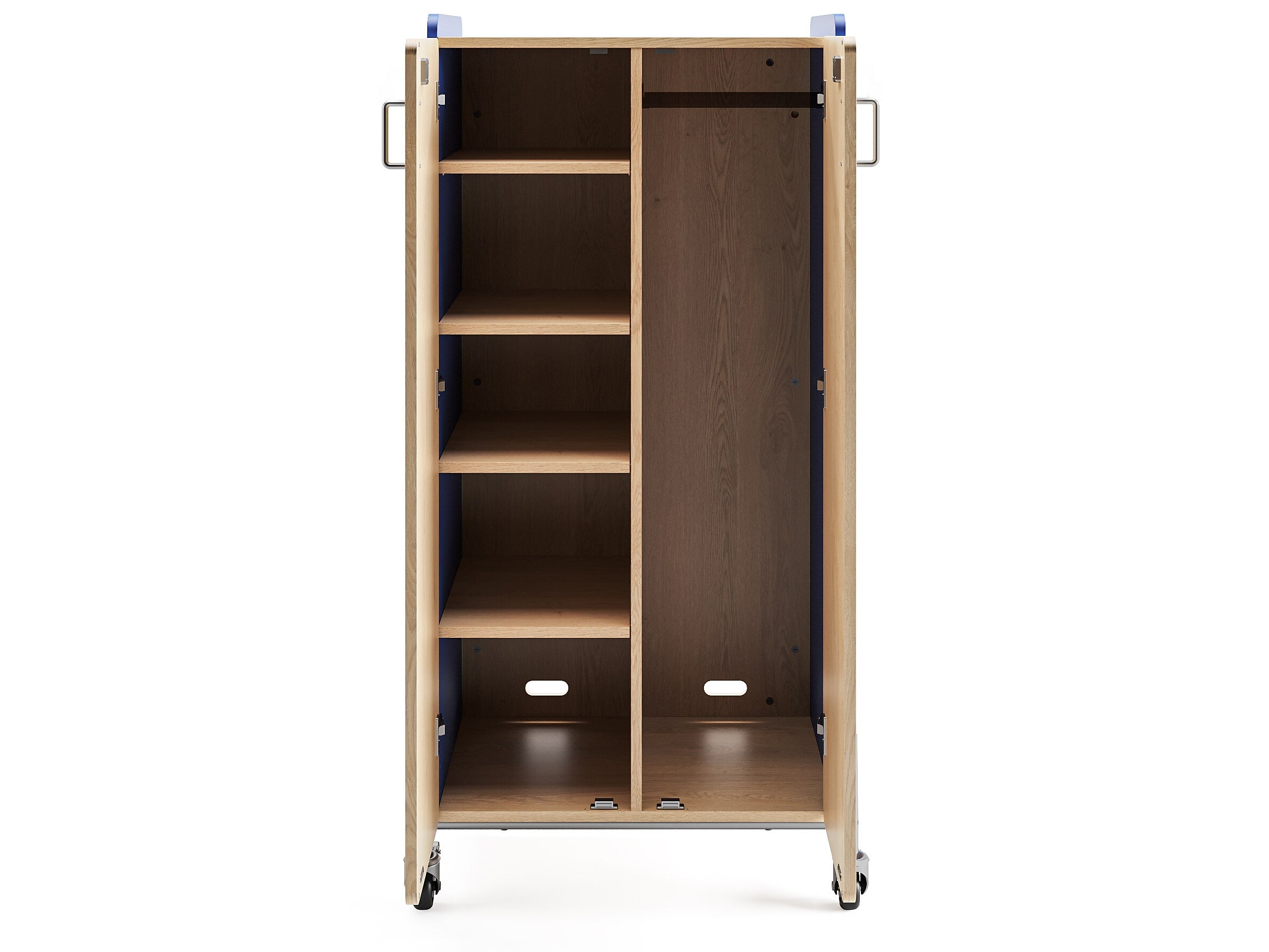 Safco Whiffle Typical 5 Mobile Storage Cabinet, 60"H x 30"W x 19.75"D, Spectrum Blue Wood (3925SBU)