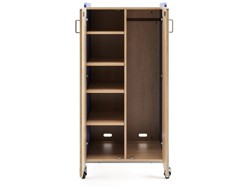 Safco Whiffle Typical 5 Mobile Storage Cabinet, 60"H x 30"W x 19.75"D, Spectrum Blue Wood (3925SBU)