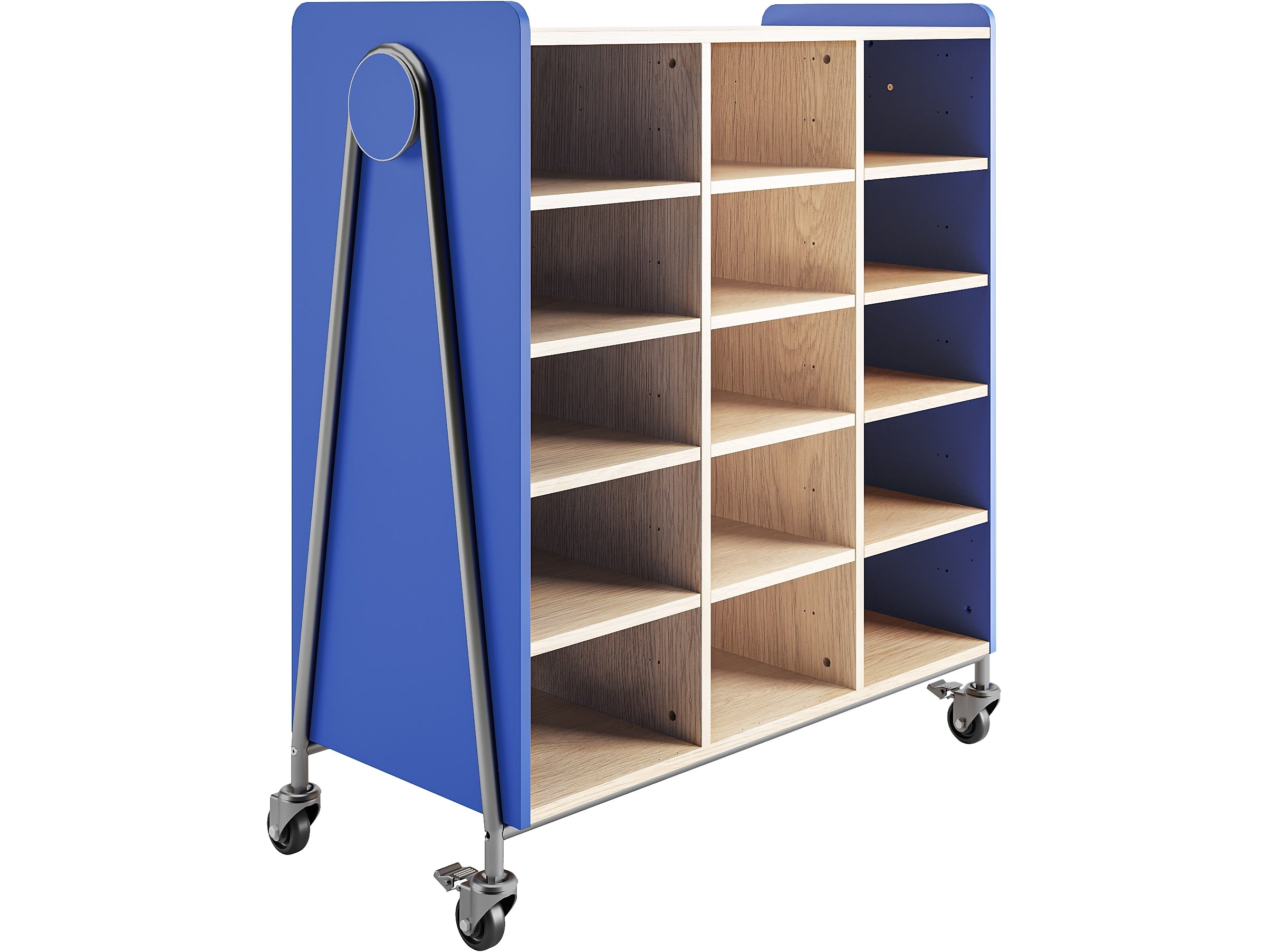 Safco Whiffle Typical 11 Mobile Cubbies, 48"H x 43.25"W x 19.75"D, Spectrum Blue Wood (3931SBU)