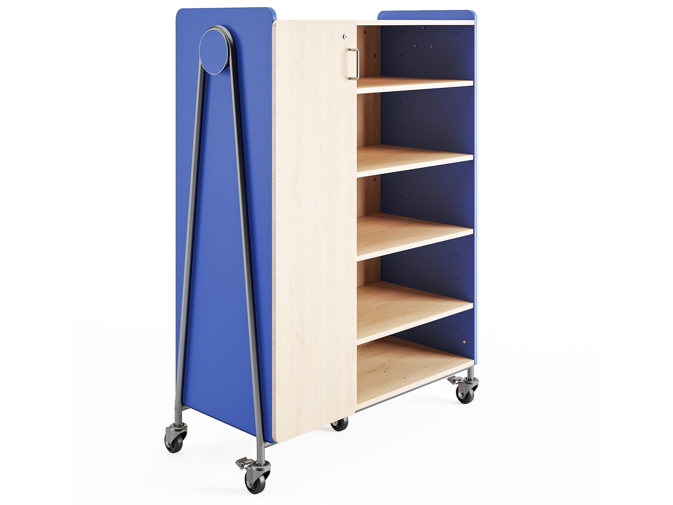 Safco Whiffle Typical 4 Mobile Storage Unit & Center, 60"H x 43.25"W x 19.75"D, Spectrum Blue Wood (3924SBU)