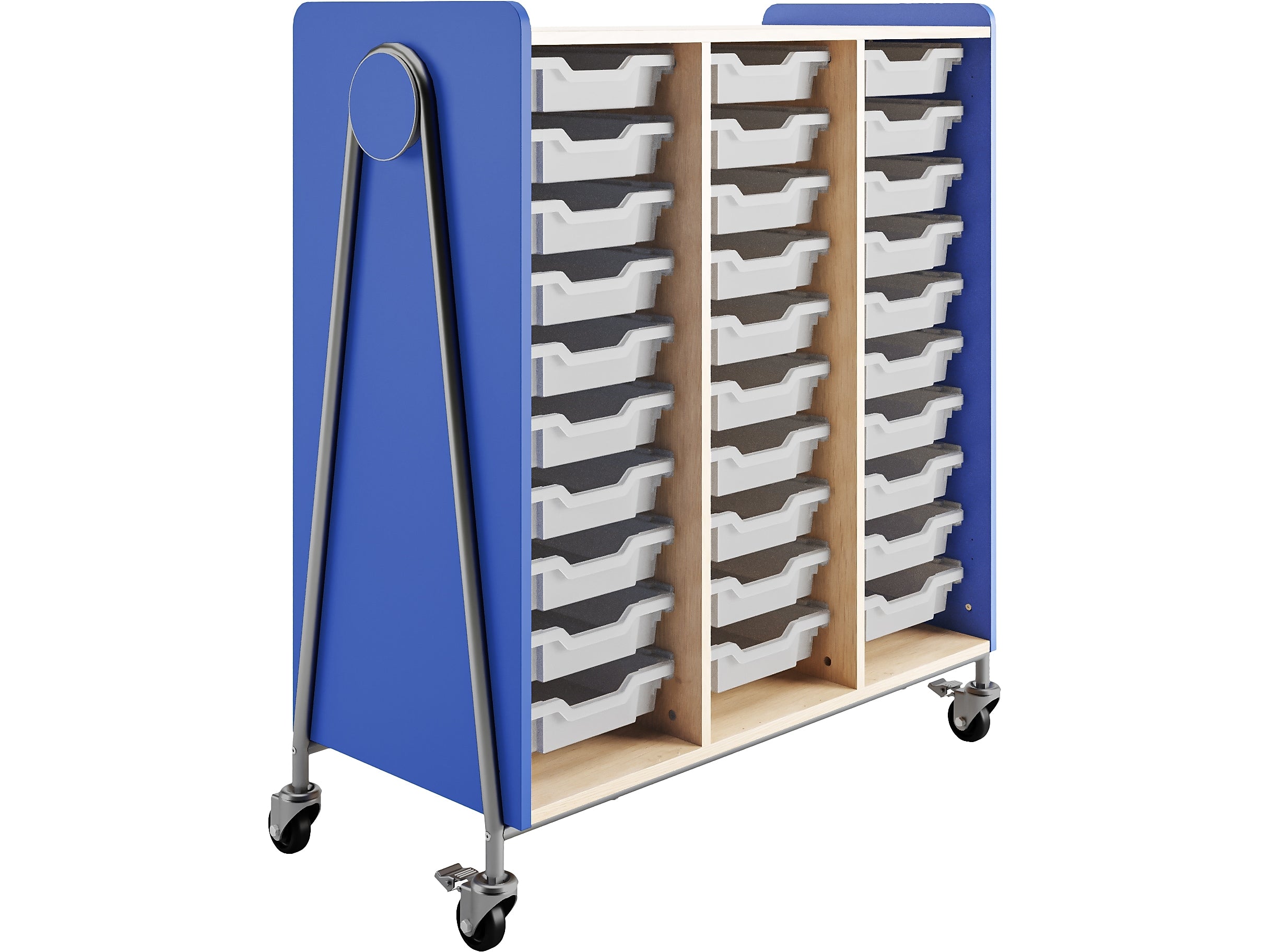 Safco Whiffle Typical 10 Mobile Storage Unit & Center, 48"H x 43.25"W x 19.75"D, Spectrum Blue Wood (3930SBU)