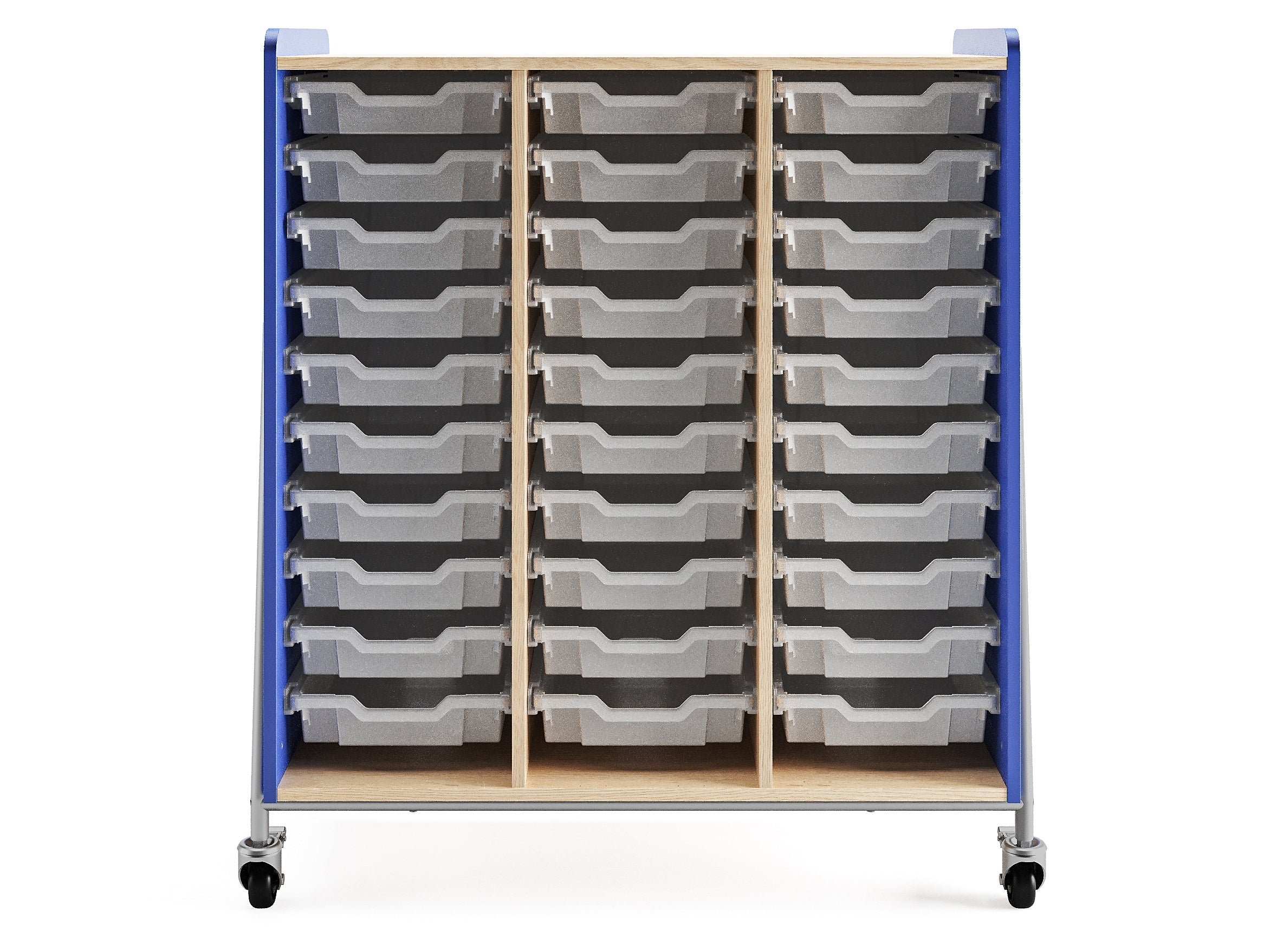 Safco Whiffle Typical 10 Mobile Storage Unit & Center, 48"H x 43.25"W x 19.75"D, Spectrum Blue Wood (3930SBU)