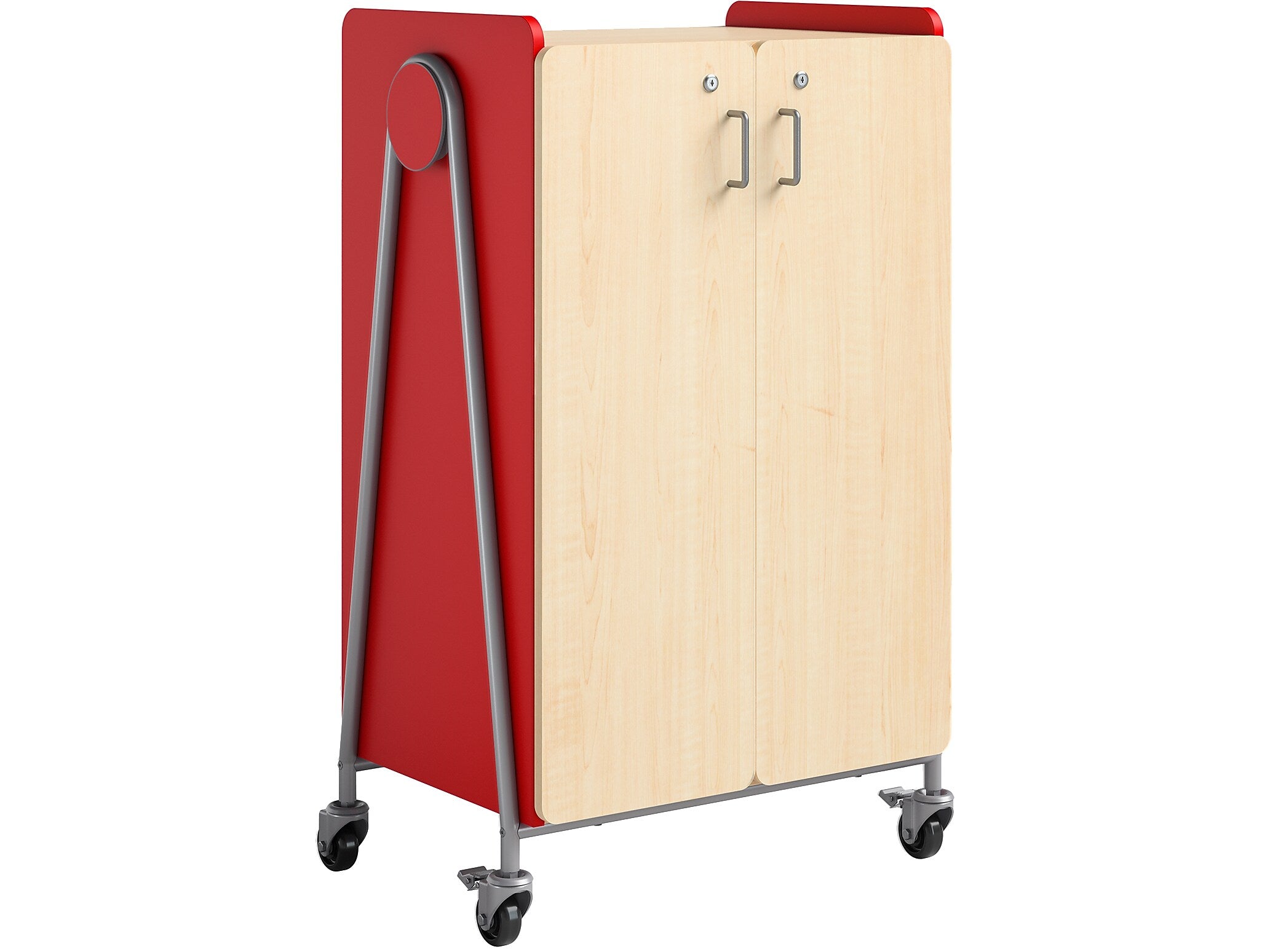 Safco Whiffle Typical 14 Mobile Storage Cabinet, 48"H x 30"W x 19.75"D, Red Wood (3934RED)