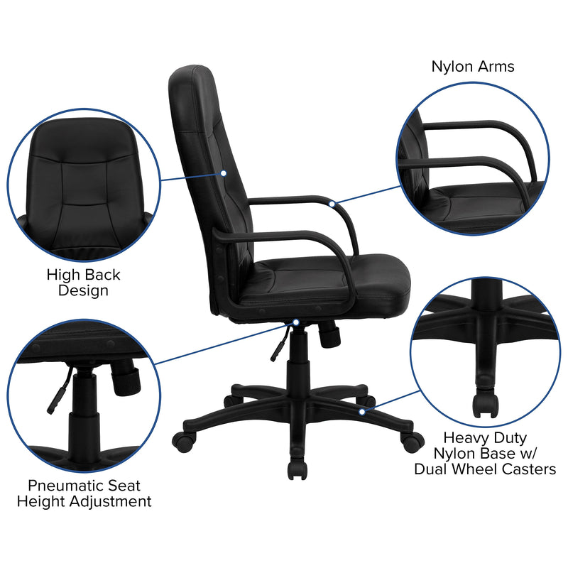 Flash Furniture Holly Vinyl Swivel High Back Executive Office Chair, Black (H8021)