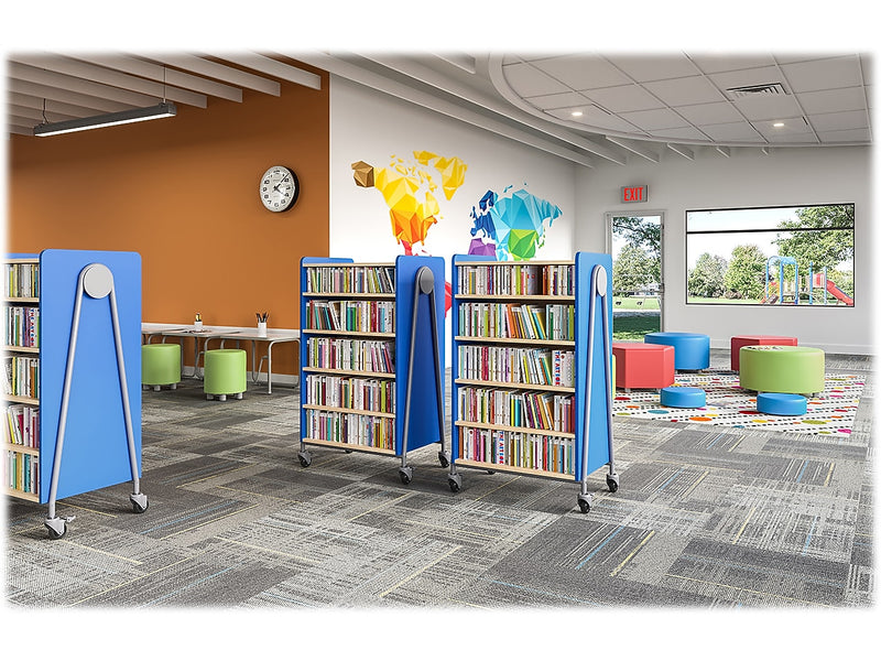 Safco Whiffle Typical 3 Mobile Storage Units & Center, 48"H x 30"W x 19.75"D, Spectrum Blue Wood (3923SBU)