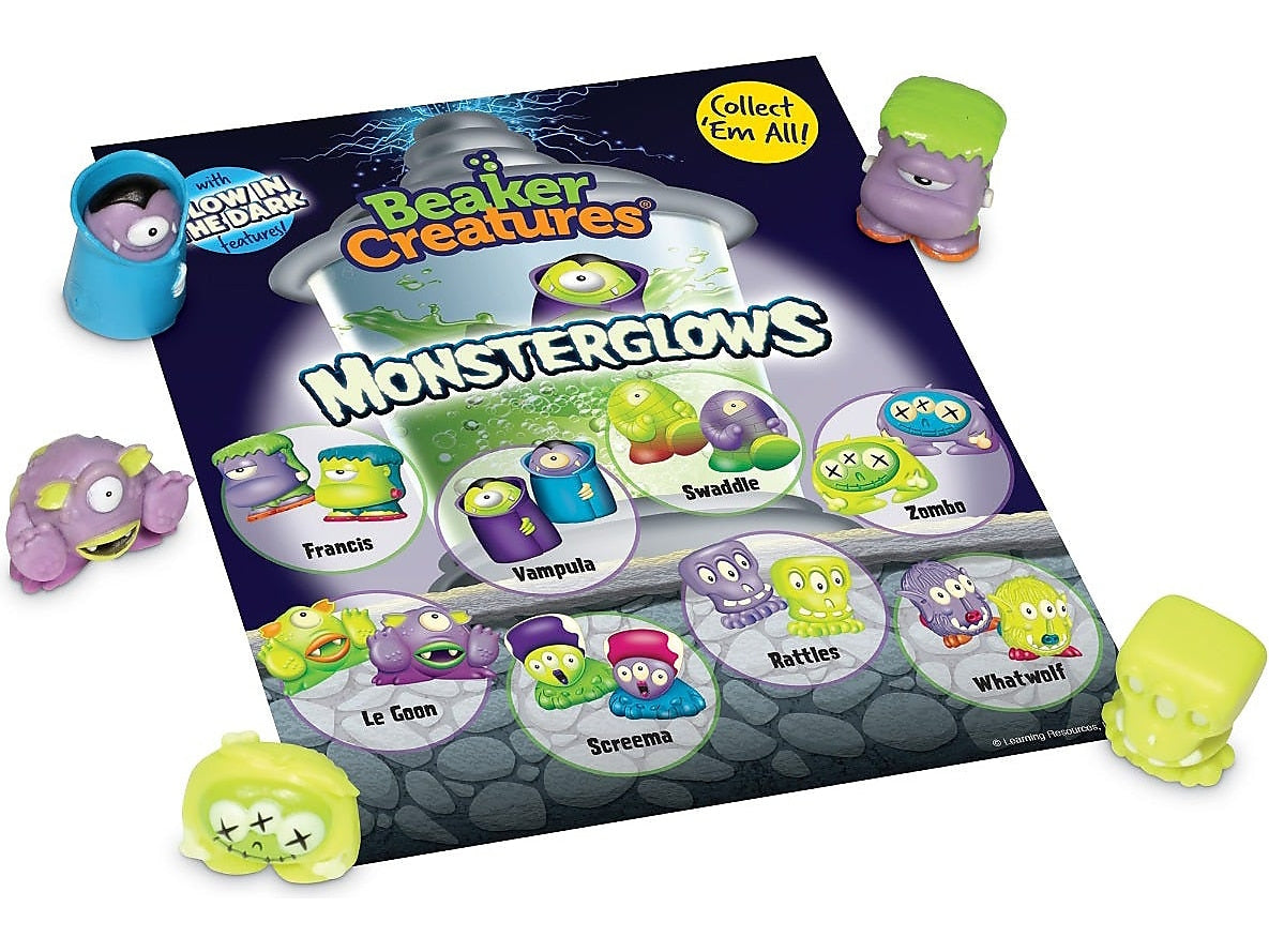 Learning Resources Beaker Creatures Monsterglows, Assorted Colors, 5/Pack (LER3833)