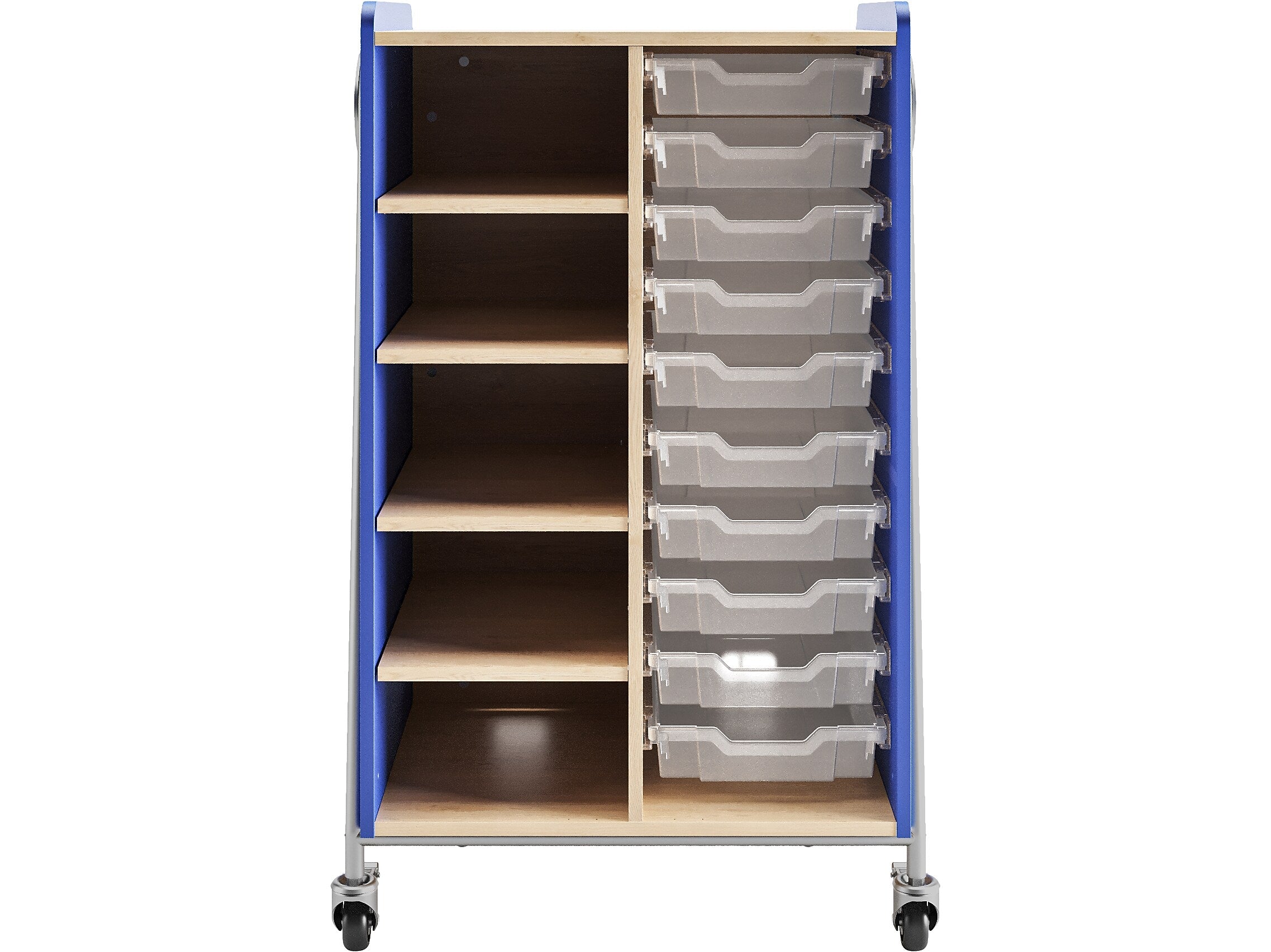 Safco Whiffle Typical 2 Mobile Storage Unit & Center, 48"H x 30"W x 19.75"D, Spectrum Blue Wood (3922SBU)