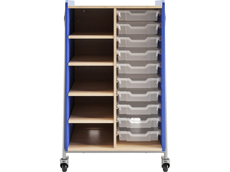 Safco Whiffle Typical 2 Mobile Storage Unit & Center, 48"H x 30"W x 19.75"D, Spectrum Blue Wood (3922SBU)