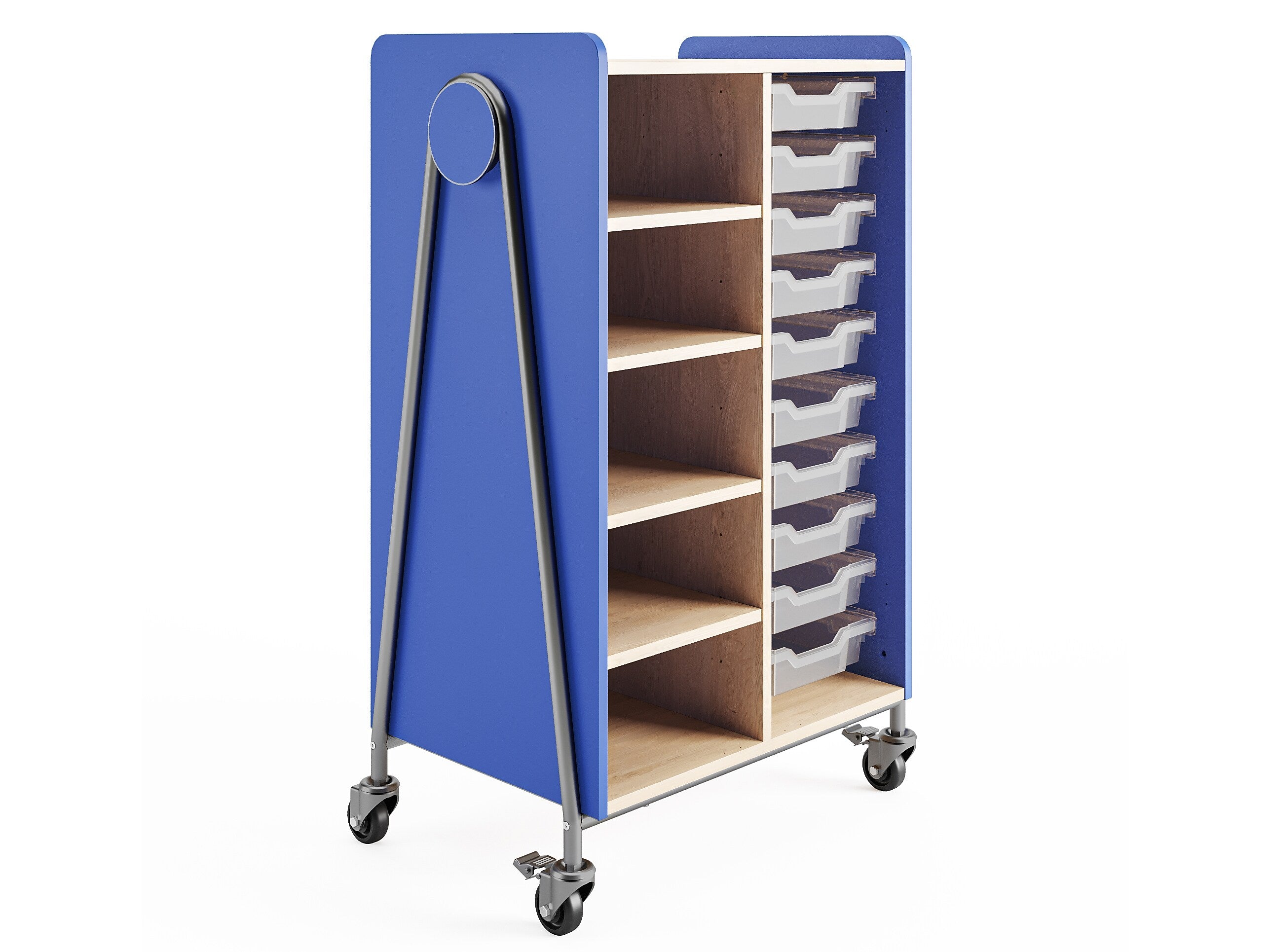 Safco Whiffle Typical 2 Mobile Storage Unit & Center, 48"H x 30"W x 19.75"D, Spectrum Blue Wood (3922SBU)