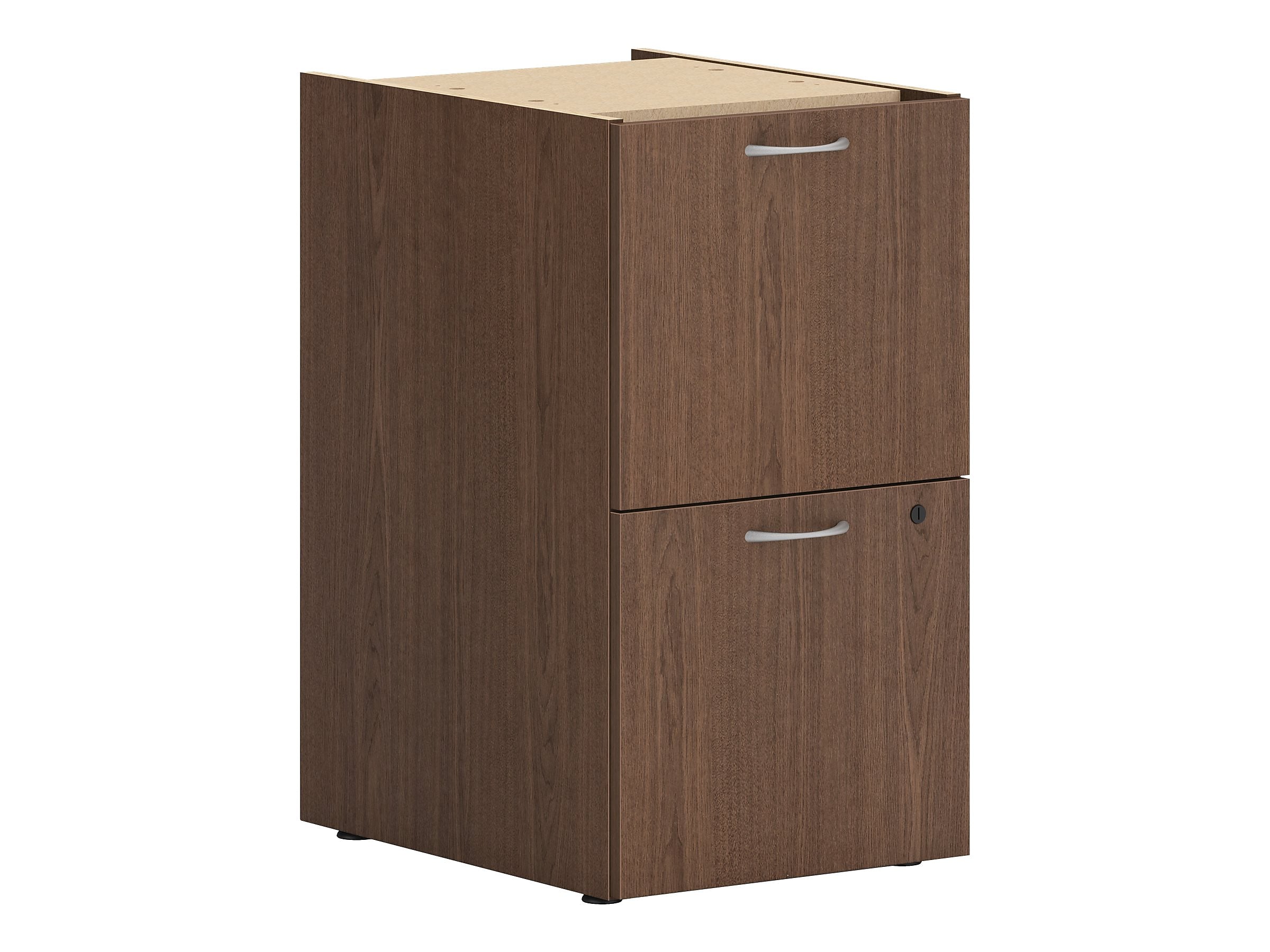HON Mod 2-Drawer Mobile Vertical File Cabinet, Letter/Legal Size, Lockable, 28"H x 15"W x 20"D, Sepia Walnut (HONPLPSFFLE1)