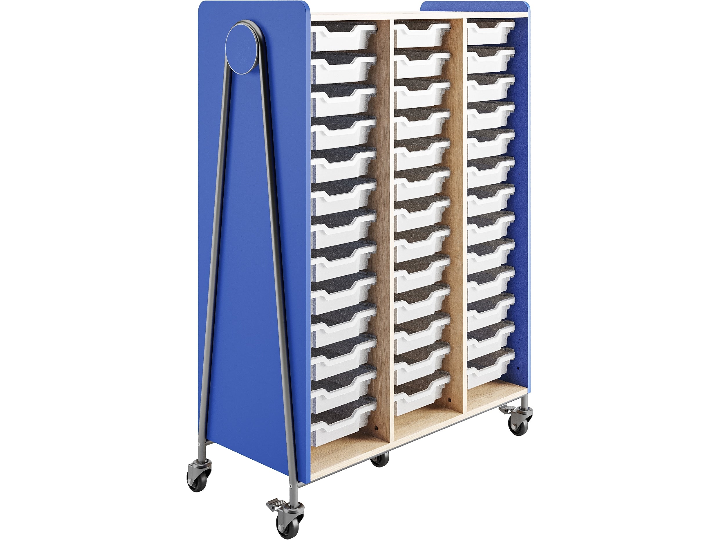 Safco Whiffle Typical 12 Mobile Storage Unit & Center, 60"H x 43.25"W x 19.75"D, Spectrum Blue Wood (3932SBU)
