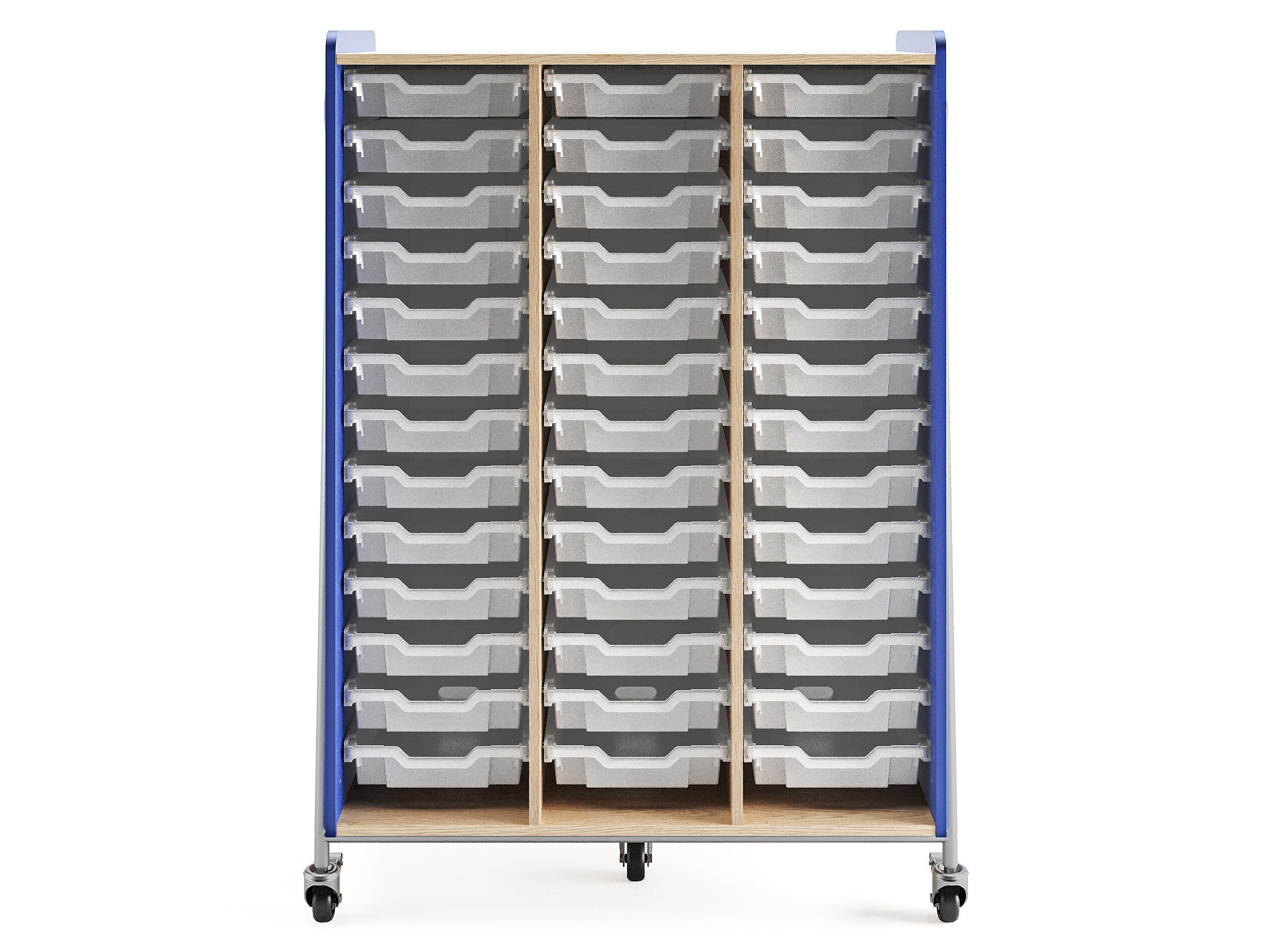 Safco Whiffle Typical 12 Mobile Storage Unit & Center, 60"H x 43.25"W x 19.75"D, Spectrum Blue Wood (3932SBU)