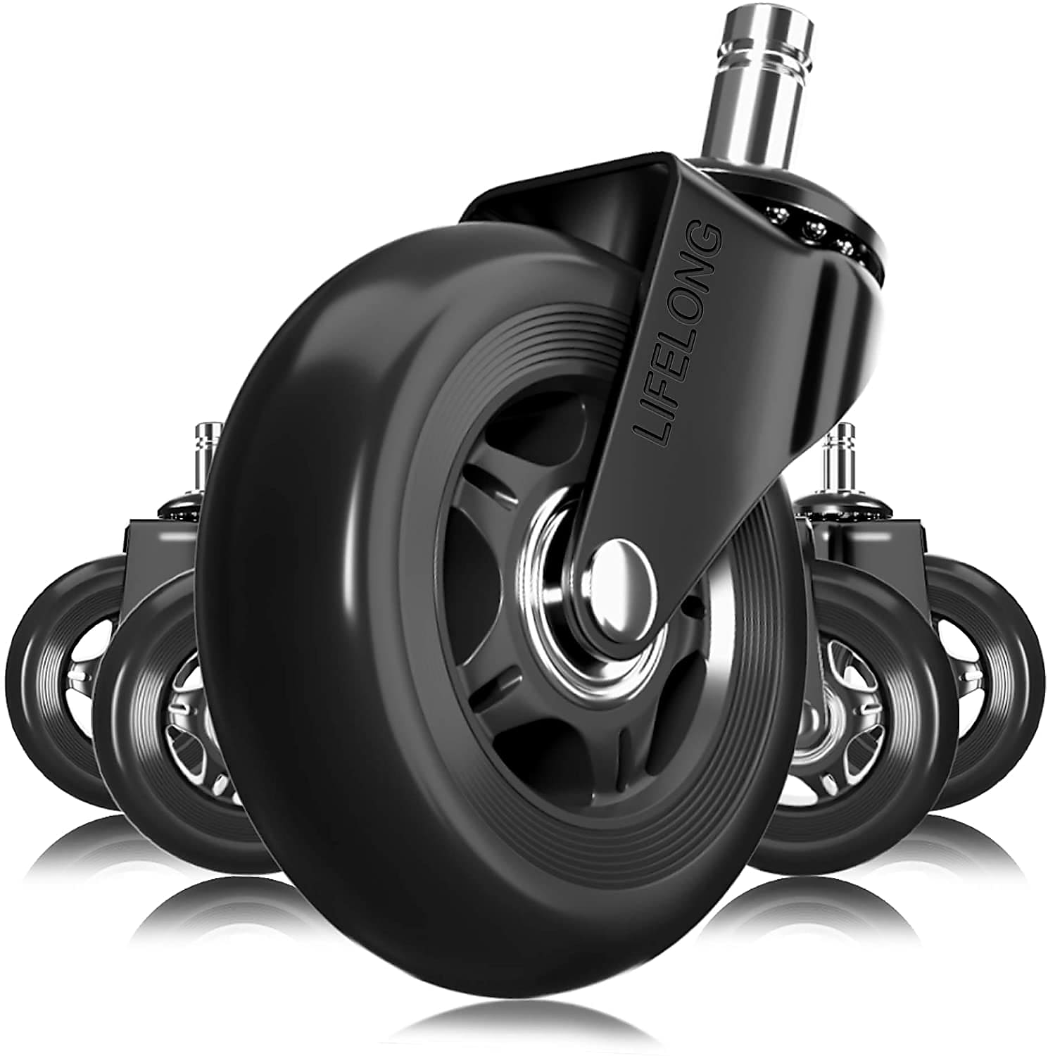 Lifelong Office Chair Casters Replacement Chair Wheels, Rollerblade Style, 5/Set (BL2376)