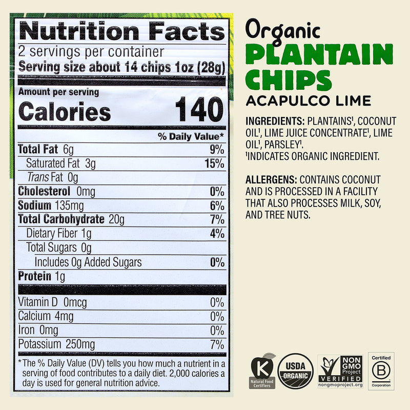Barnana Himalayan Sea Salt and Lime Plantain Chips Variety Pack, 2 oz., 12 Bags/Pack (600-00227)