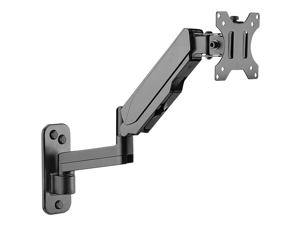 SIIG High Premium Aluminum Gas Spring Wall Mount - Single Monitor Arm, Up to 32", Black (CE-MT2L12-S1)
