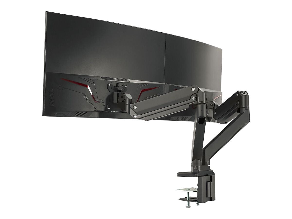 SIIG Dual Monitor Heavy-Duty Premium Aluminum Gas Spring Desk Mount - 17" to 35" Adjustable Arm, Up, Black (CE-MT3011-S1)