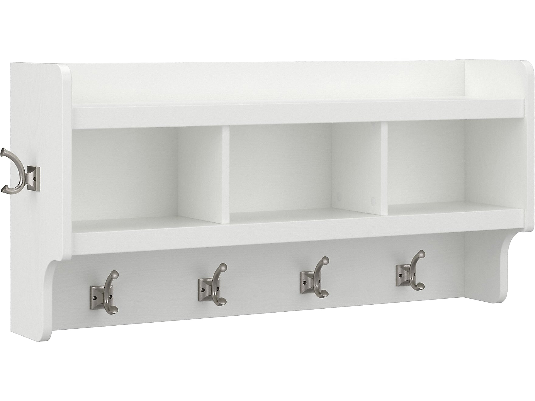 Bush Furniture Woodland 40W Wall Mounted Coat Rack with Shelf, White Ash (WDH340WAS-03)