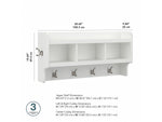 Bush Furniture Woodland 40W Wall Mounted Coat Rack with Shelf, White Ash (WDH340WAS-03)