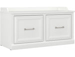 Bush Furniture Woodland 40W Shoe Storage Bench with Doors, White Ash (WDS140WAS-03)