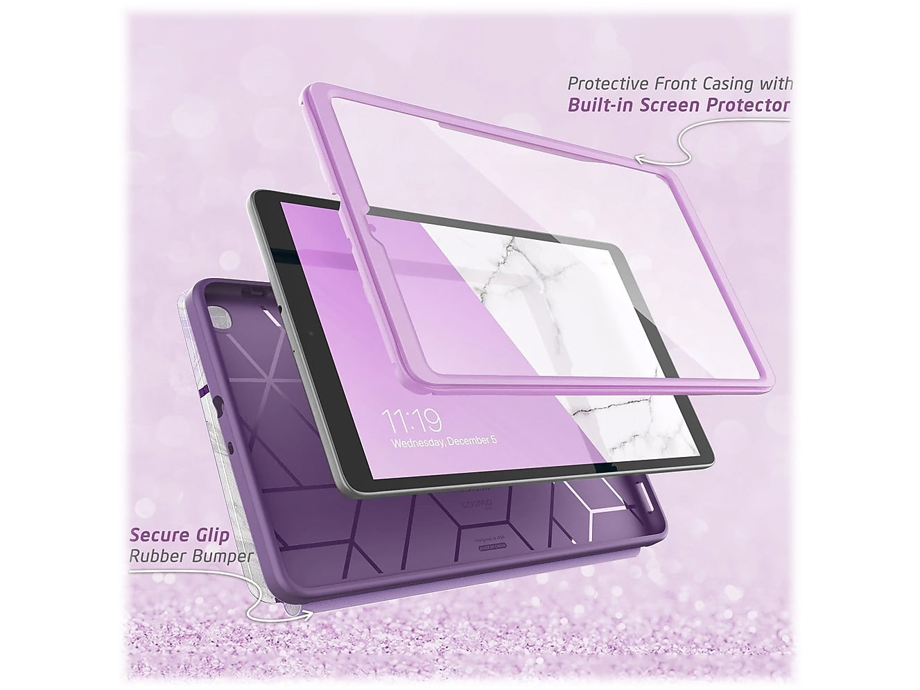 i-Blason 2019TabA-10.1-Cosmo-SP-Ameth Thermoplastic Polyurethane (TPU) Cover for 10.1" Samsung Galaxy Tab A, Purple Marble