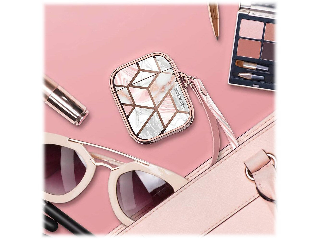 i-Blason Cosmo Case for Apple AirPods 1st/2nd Gen, Marble Pink (AirPods2019-Cosmo-Marble)