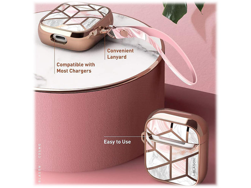 i-Blason Cosmo Case for Apple AirPods 1st/2nd Gen, Marble Pink (AirPods2019-Cosmo-Marble)