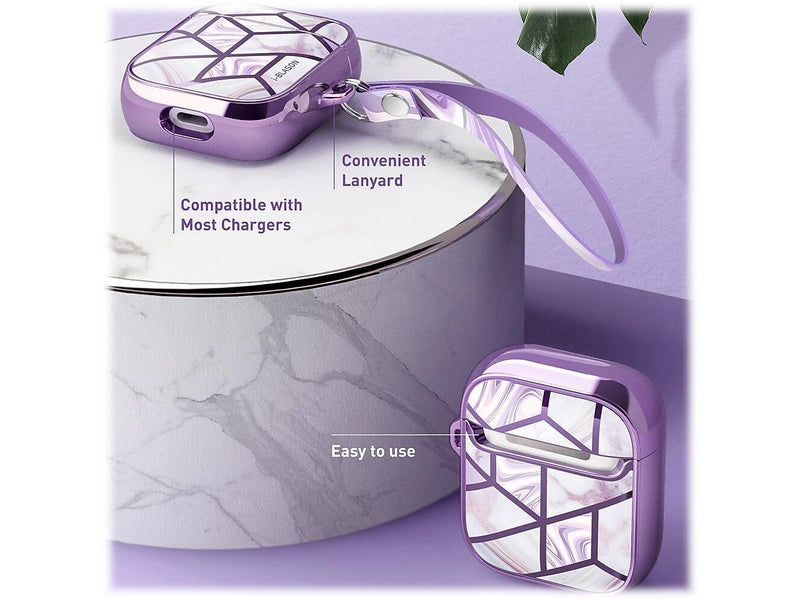 i-Blason Cosmo Case for Apple AirPods 1st/2nd Gen, Marble Purple (AirPods2019-Cosmo-Ameth)