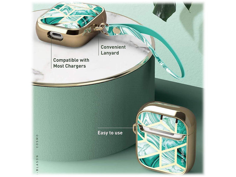 i-Blason Cosmo Case for Apple AirPods 1st/2nd Gen, Marble Green (AirPods2019-Cosmo-Jade)