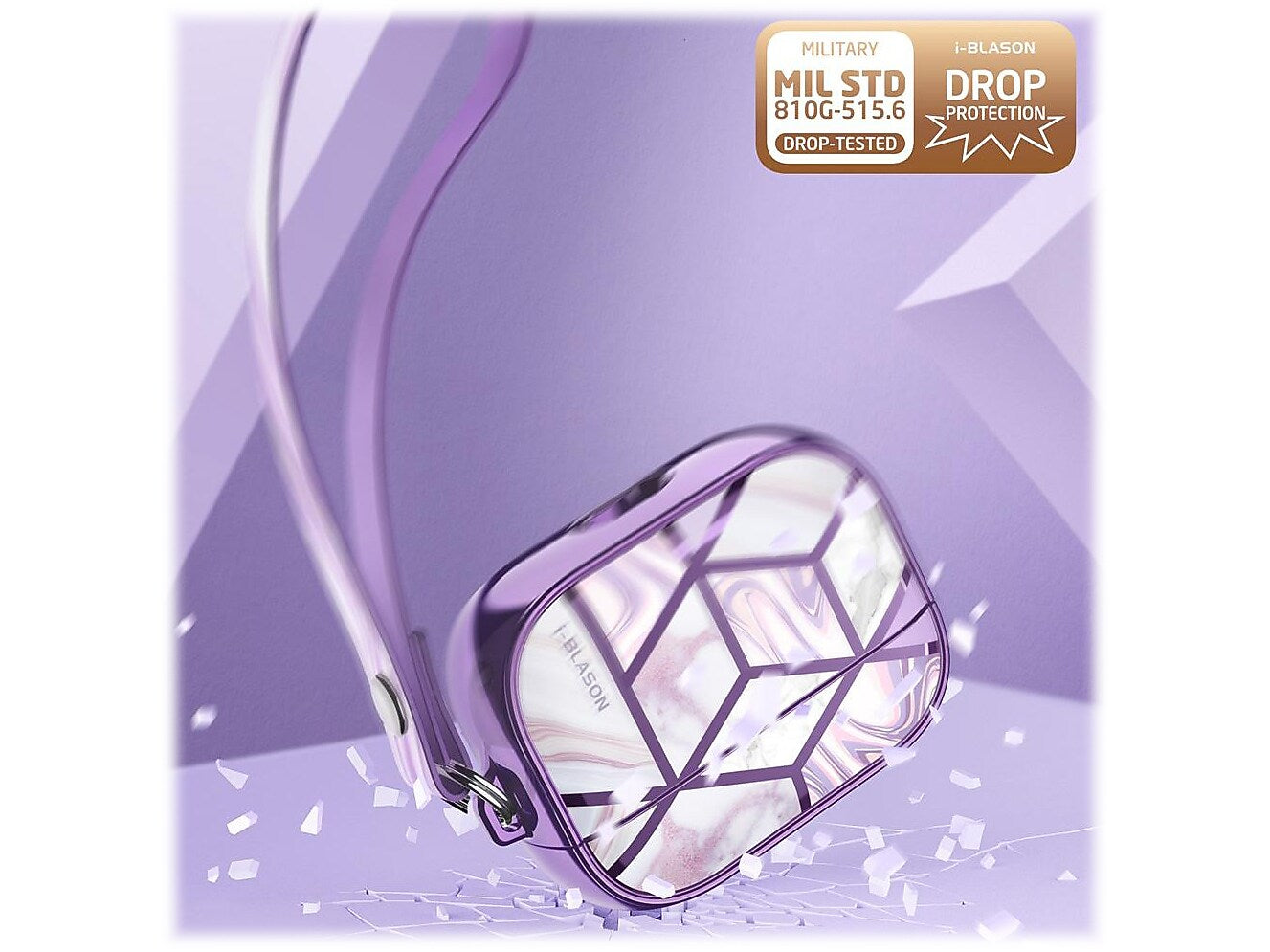 i-Blason Cosmo Case for Apple AirPods Pro, Marble Purple (AirPodsPro2019-Cosmo-Ameth)
