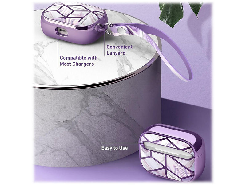i-Blason Cosmo Case for Apple AirPods Pro, Marble Purple (AirPodsPro2019-Cosmo-Ameth)