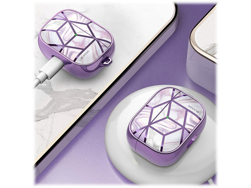 i-Blason Cosmo Case for Apple AirPods Pro, Marble Purple (AirPodsPro2019-Cosmo-Ameth)