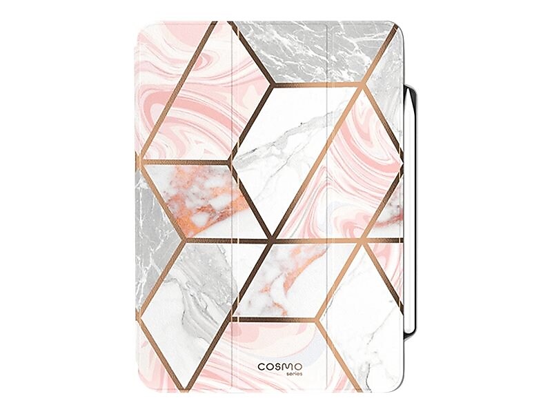 i-Blason iPadPro2020-12.9-Cosmo-Pen-Marble Cosmo Thermoplastic Polyurethane (TPU) Folio for 12.9" iPad Pro, Marble Pink