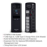 CyberPower PFC Sinewave 1500VA UPS, 12-Outlets, Black (CP1500PFCLCD)