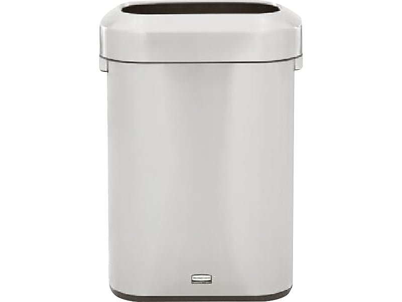 Rubbermaid Refine Stainless Steel Indoor Trash Can with Open Lid, 15 Gallon, Silver (2147581)
