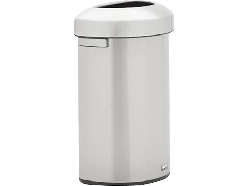 Rubbermaid Refine Stainless Steel Indoor Trash Can with Open Lid, 16 Gallon, Silver (2147550)