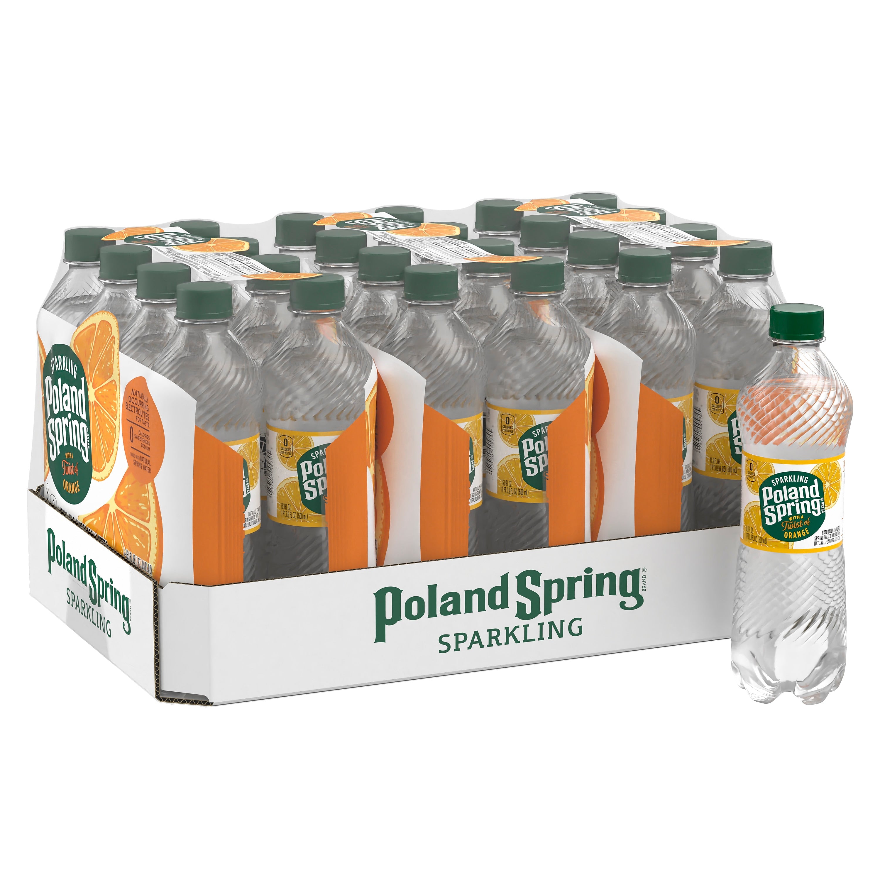 Poland Spring Orange Flavored Sparkling Water, 16.9 oz., 24/Carton (12349571/122060)